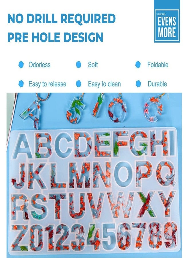 EVENS MORE Alphabet Keychain Number Making With Hole Mould For Resin Art With Glitter,Multicolor - Image 4